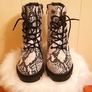 Snakeskin Combat Boots